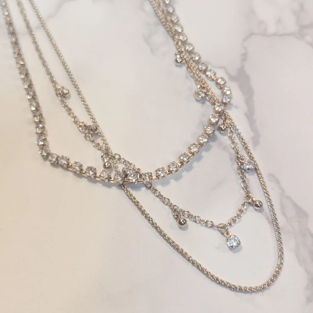 J.Crew Factory Crystal Layering Necklace